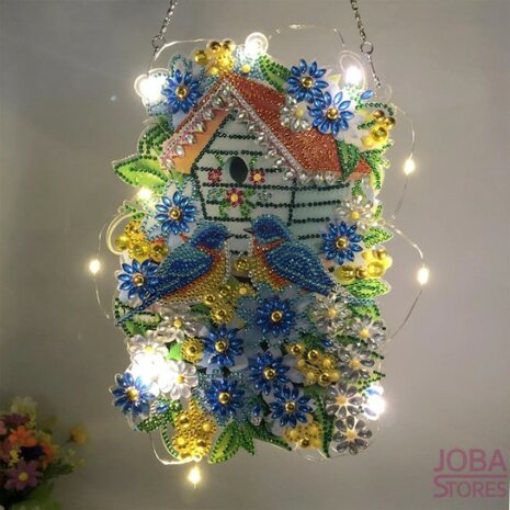 Diamond Painting Hanging Ornament Birds with Birdhouse (25cm)