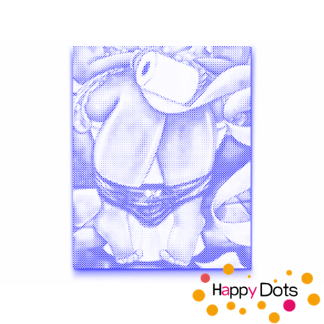 HappyDots DOT Painting Dikke Dames 07 - Toilet 40x50cm - Stippelschilderij Blauw