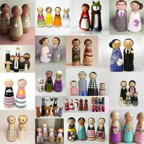 Peg Dolls 50 Stück im Aufbewahrungskoffer