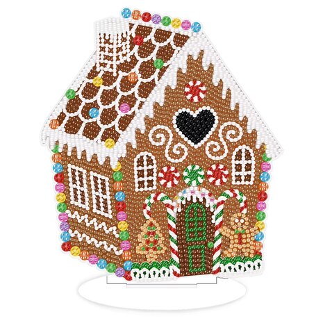 Diamond Painting Stehendes Weihnachtsornament Lebkuchenhaus (20cm)