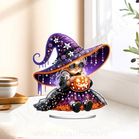 Diamond Painting Stehendes Halloween-Ornament Hexe (20cm)